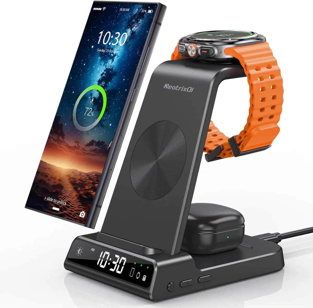 FLEANE FLEANE 3-in-1 Wireless Charger with Clock Display — product photo