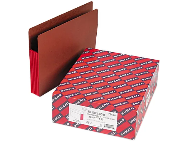 Smead Smead 73696 File Folder Expansion Pockets Straight Tab Letter Red Redrope Box 10 — product photo