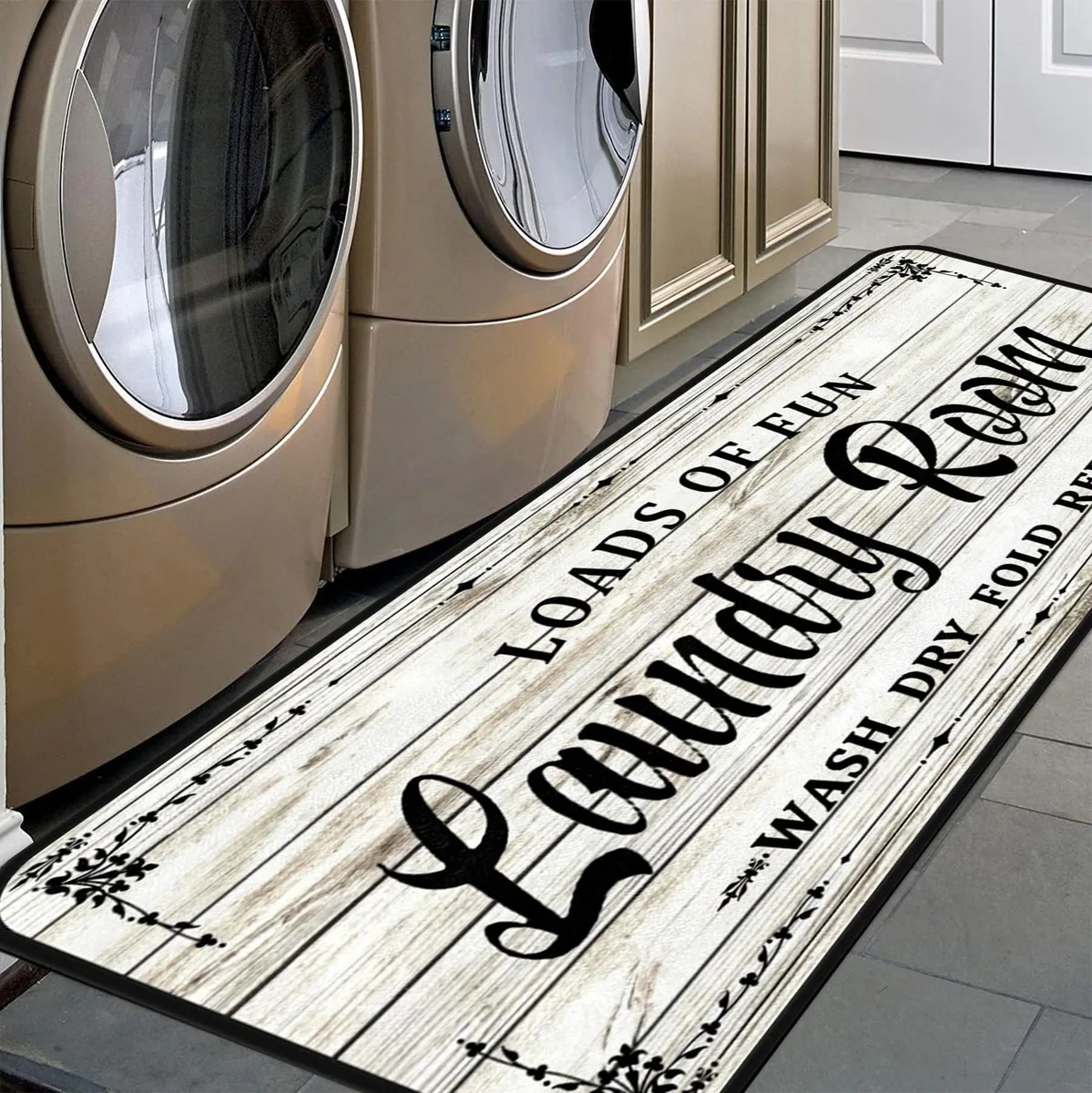 Beige runner rug 20 by 48 inches polyester non-slip backing