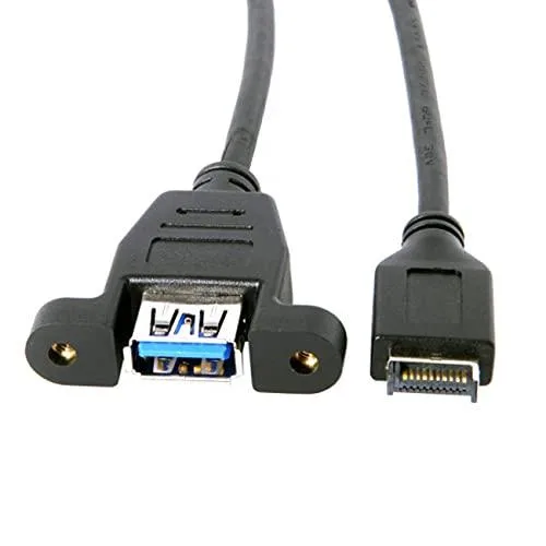 Fervit Fervit USB 3.1 Header to USB 3.0 Type-A Female Cable 50cm Panel Mount — product photo