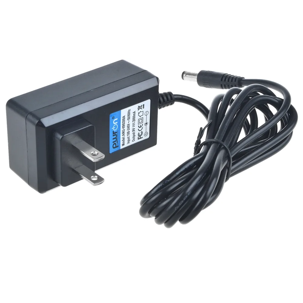Black rectangular AC adapter with 6.6 ft cord and barrel connector
