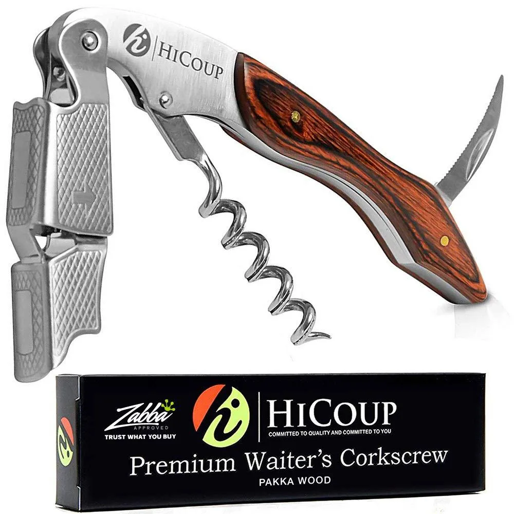 Waiter's corkscrew with Pakka wood handle and stainless steel body
