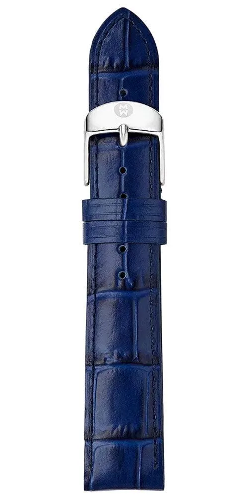 Michele Michele MS16AA830400 16mm navy blue embossed alligator leather watch strap — product photo