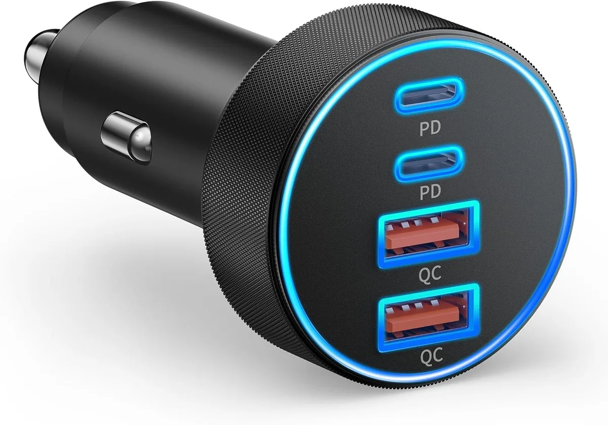 Hamzan Hamzan 90 W 4-Port Car Charger Dual USB-C &amp; USB-A — product photo