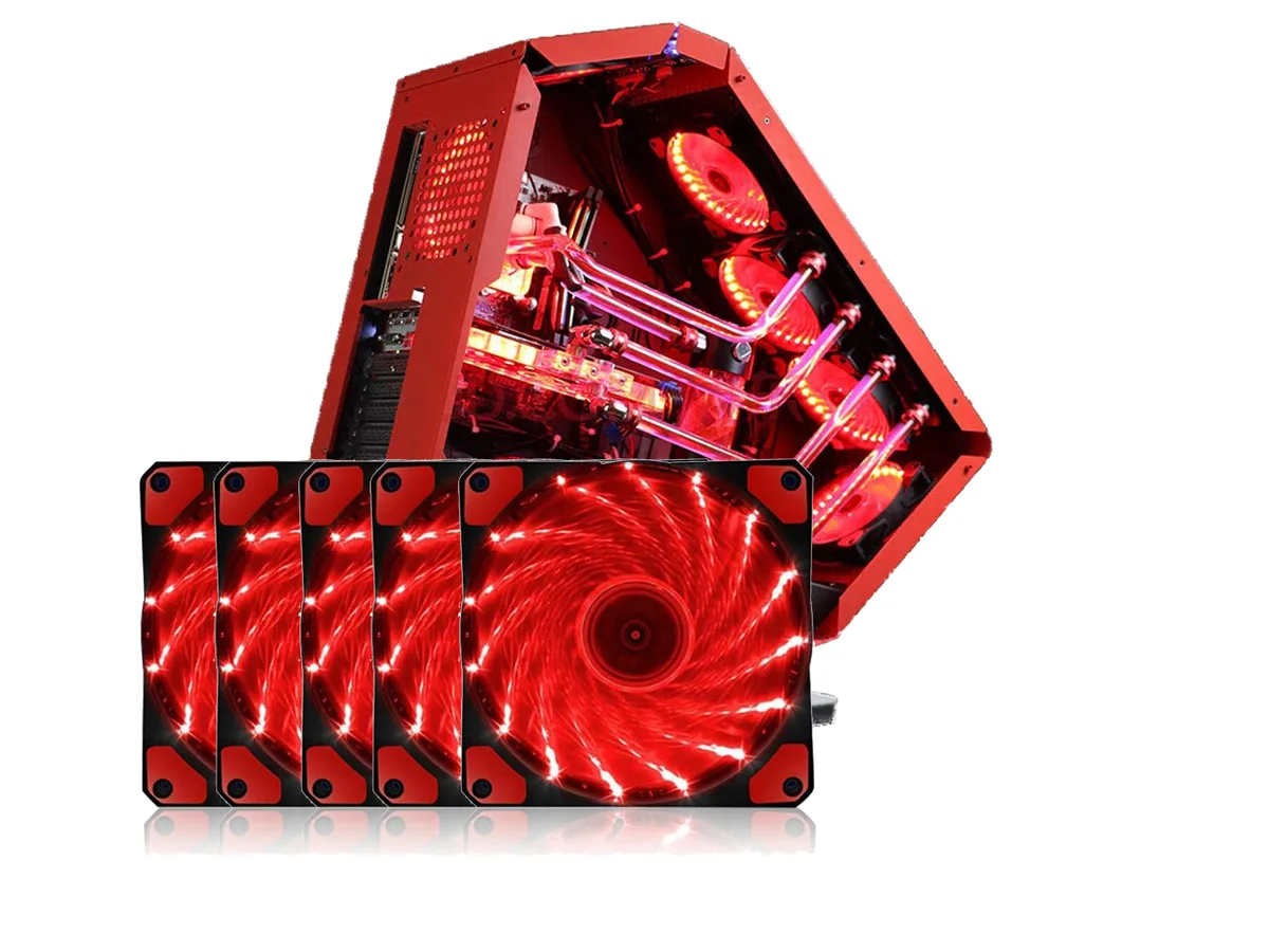 sakose sakose 12025-LED 120mm case fan 15 LED 1100 RPM 18 dBA 5 pack — product photo