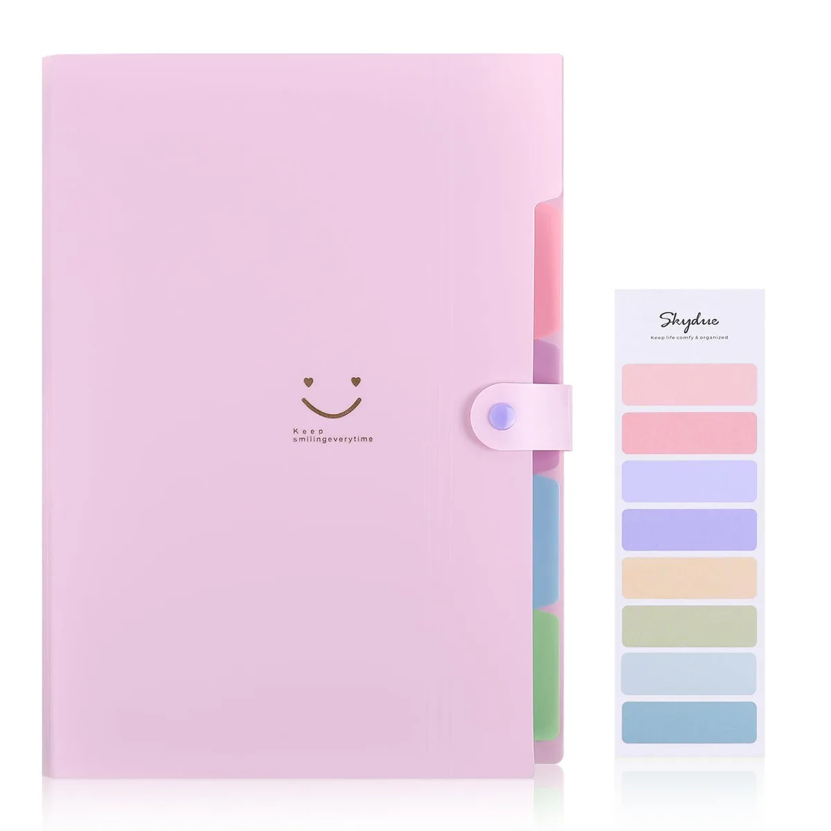Purple accordion file folder with five pockets, polypropylene finish, 12.8 by 9.5 inches