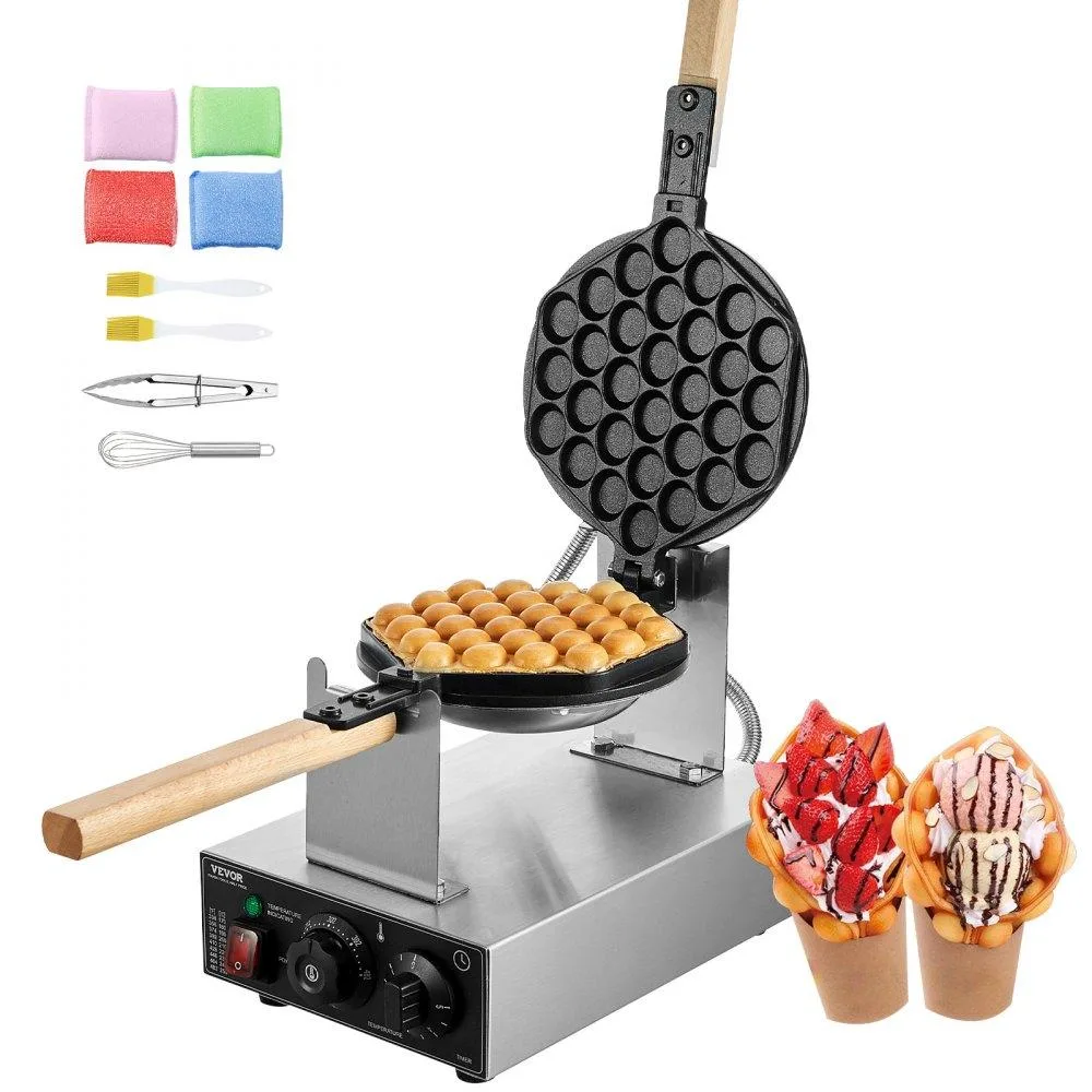 VEVOR VEVOR SC-X30 Commercial Bubble Waffle Maker 1400W 180° Rotatable Silver — product photo