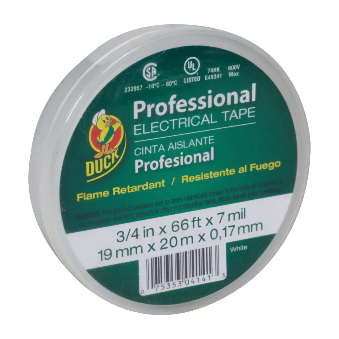 Duck Duck 667 Pro Series Electrical Tape 3/4 in x 66 ft White — product photo