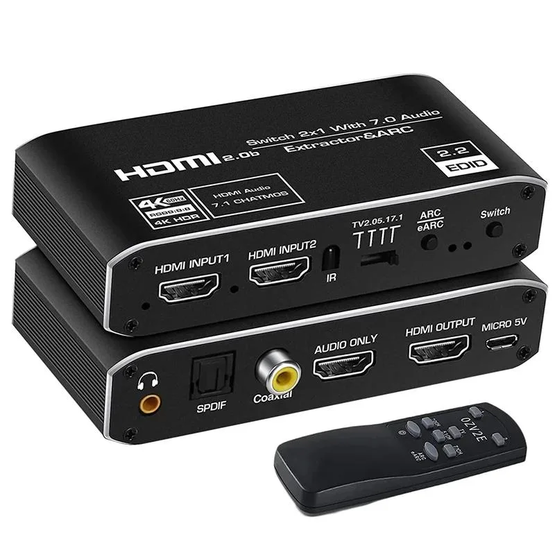 YINGHUA YINGHUA 2x1 HDMI Switch Audio Extractor 4K 60Hz ARC eARC KVM Switch — product photo