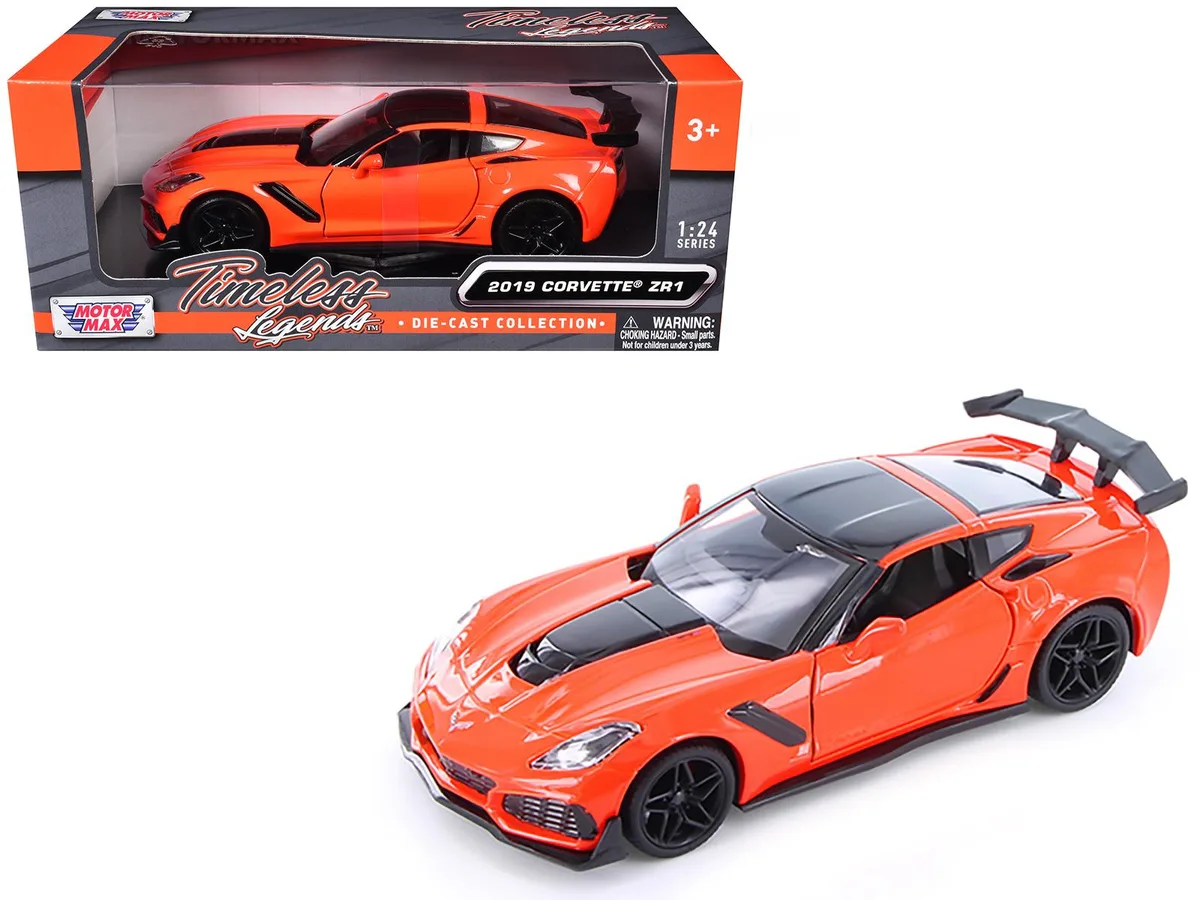 MOTORMAX MOTORMAX 2019 Chevrolet Corvette ZR1 Orange with Black Accents 1/24 Diecast Vehicle — product photo