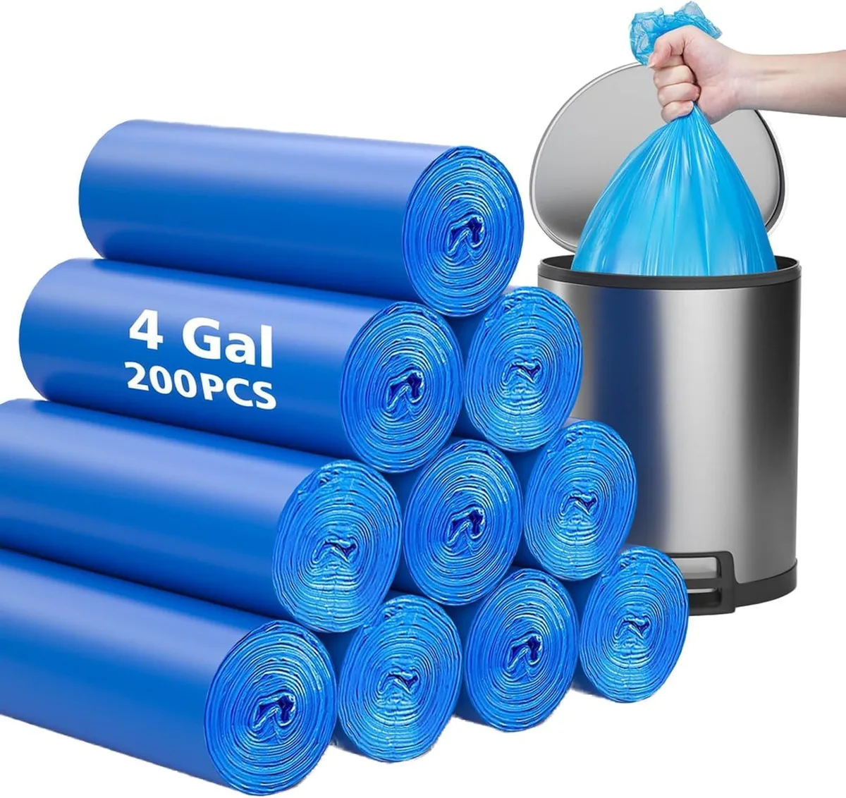 AYOTEE 4 Gallon Compostable Trash Bags Blue 200 Pack — product photo