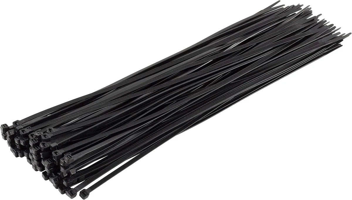 Ennovor Ennovor 14 Inch Black Zip Ties 100 Pack 50lb Strength UV Resistant Nylon Cable Ties Self-Locking — product photo