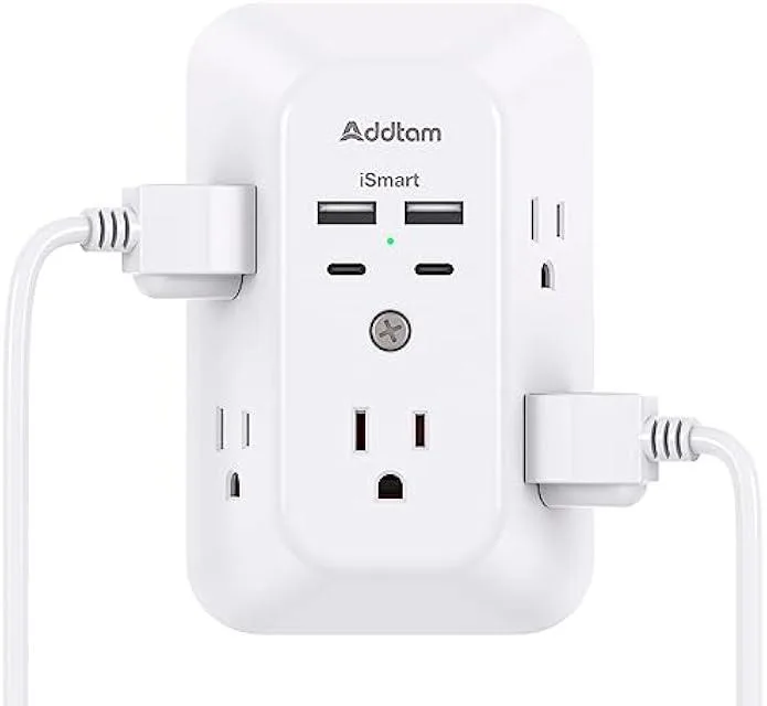 TAURKENAM TAURKENAM 5-Outlet USB Wall Charger 2 USB-C 4.5A 1800J Surge Protector — product photo