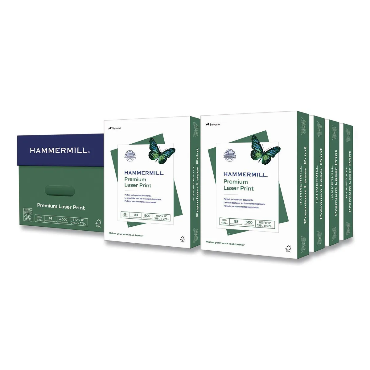 Hammermill Hammermill 125534CT paper 98 bright 28 lb 8.5x11 500 sheets 8 reams — product photo