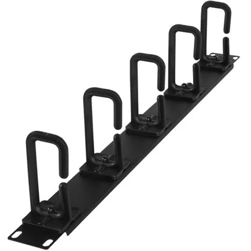 CyberPower 1U horizontal cable manager with flexible plastic rings on a metal panel