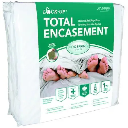 White rectangular box spring encasement with zipper closure, twin size, premium fabric finish