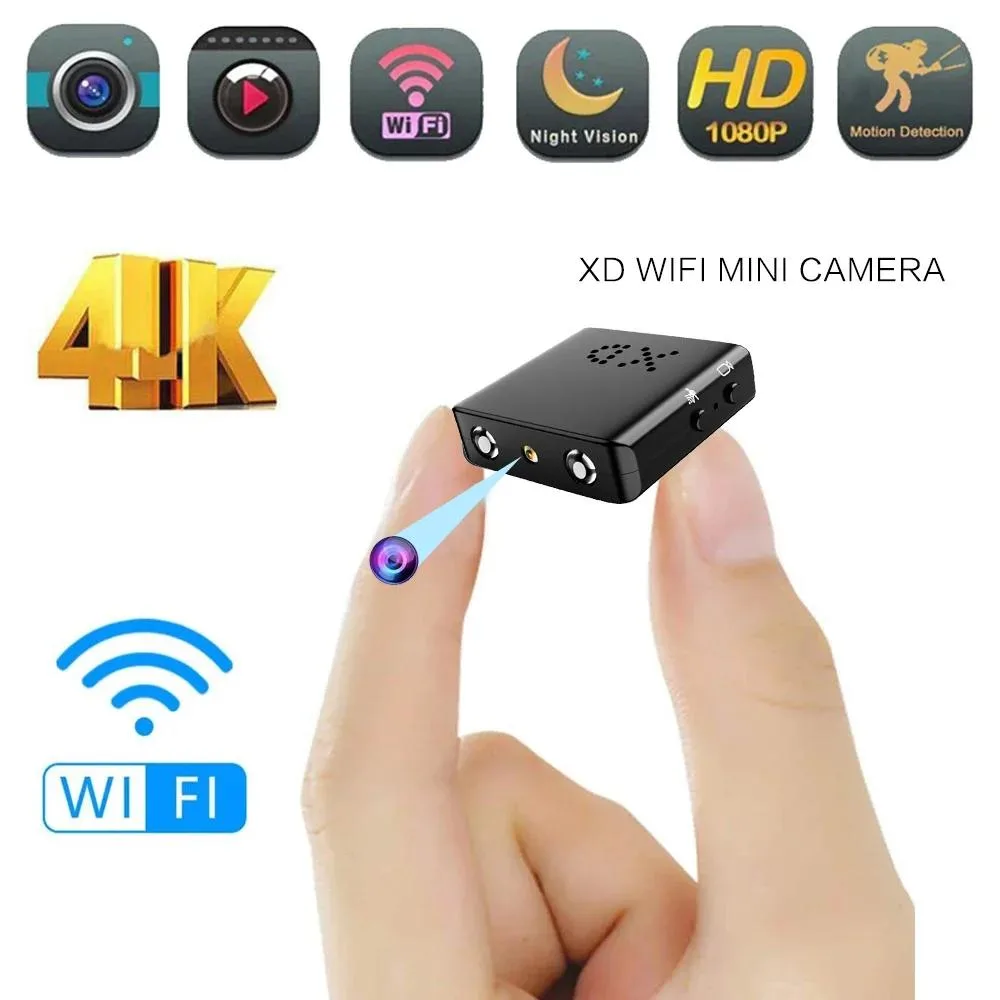 Tiny cube camera, dark finish, 1.1 inch sides, built-in magnet back