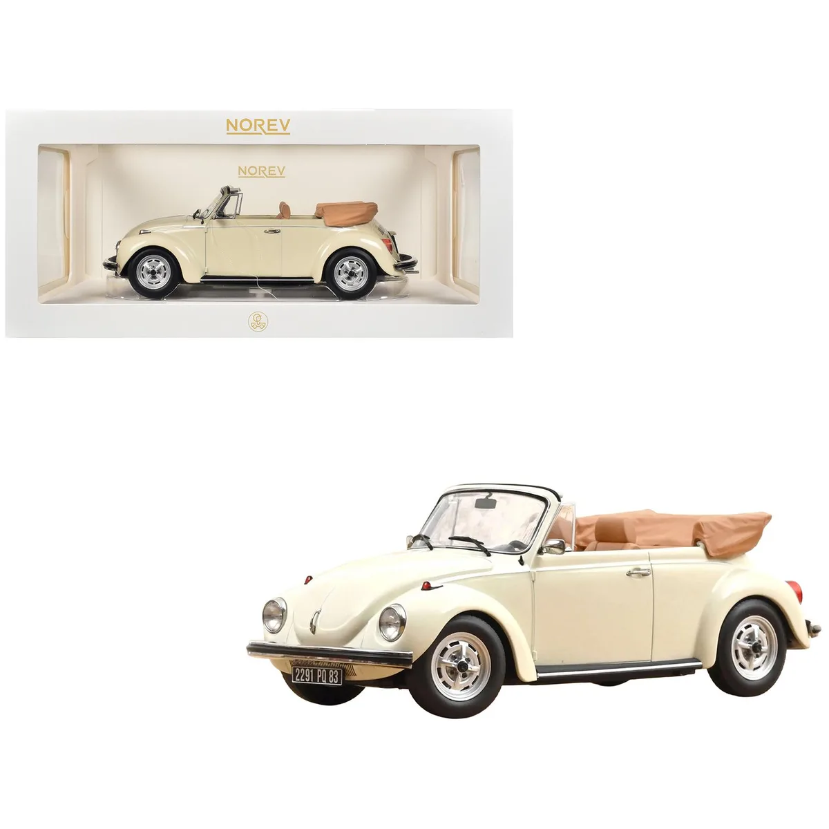 Norev Norev 1972 Volkswagen 1303 Beetle Cabriolet Cream White 1/18 hobby collectible — product photo
