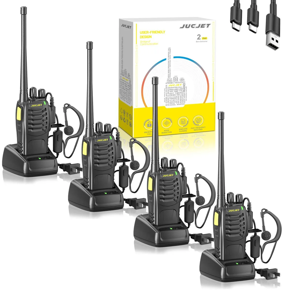 KEHIPI KEHIPI 4-Pack Two-Way Radios 16CH 416-469MHz Black — product photo