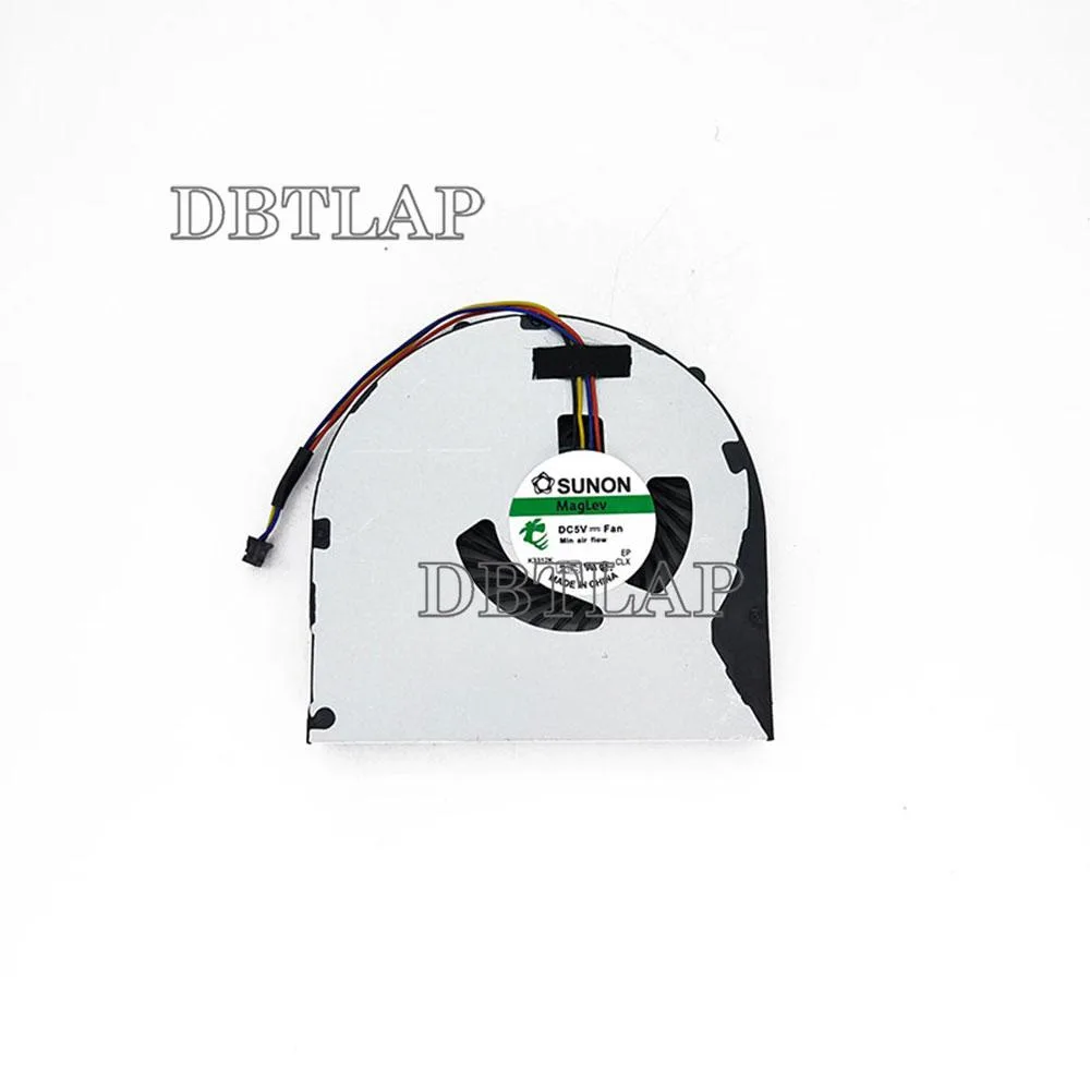 Small black rectangular laptop CPU cooling fan with wire connector and mounting brackets