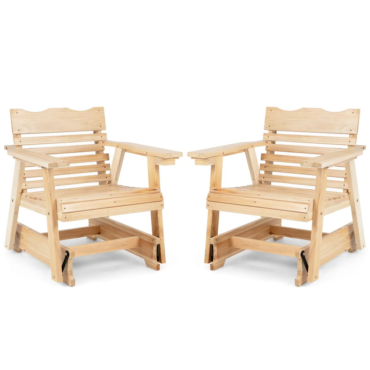 SlickBlue SlickBlue Outdoor Wood Rocking Chair High Back Widened Armrests Natural Fir 31.5x32x34in 330lb — product photo