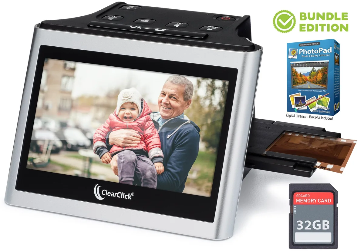ClearClick ClearClick Virtuoso 2.0 Film & Slide Scanner 22MP 5" LCD 32GB SD Bundle Edition — product photo