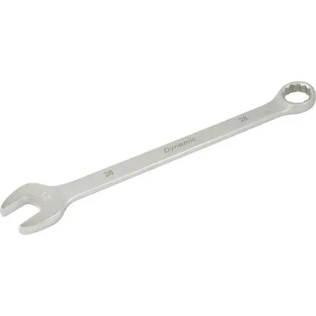 28mm 12-point combination wrench, satin chrome finish, 15° angled ends