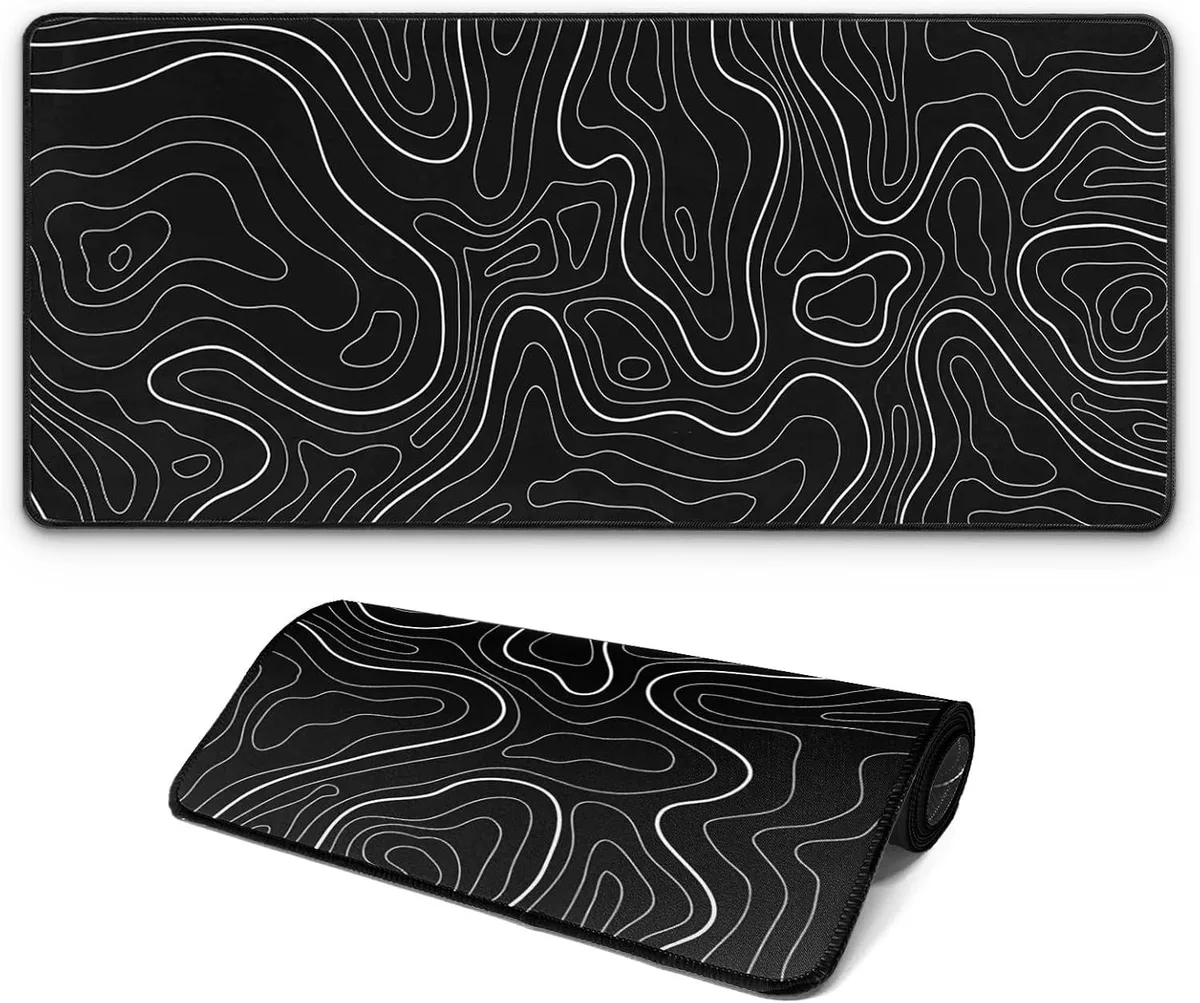 BAOFENG BAOFENG Extended Mouse Pad 31.5 x 11.8 inches Black Topographic Map — product photo