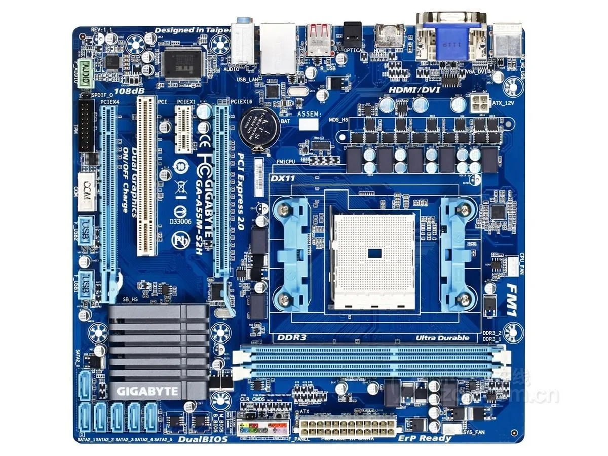 GIGABYTE GIGABYTE GA-A55M-S2H AMD motherboard Socket FM1 DDR3 64GB Micro ATX — product photo