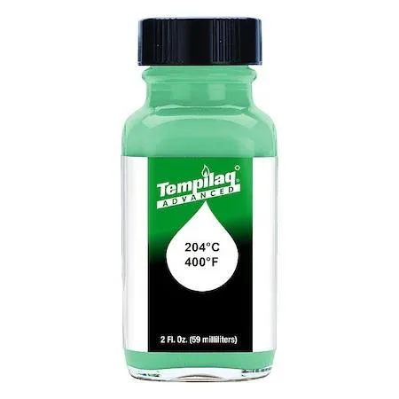 Small bottle of Tempil 24411 liquid temperature indicator 400°F with brush-in-cap