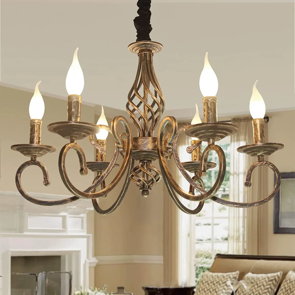 Garwarm Garwarm Rustic 6-Light Flush Mount Bronze 24in 35.4in Chain — product photo
