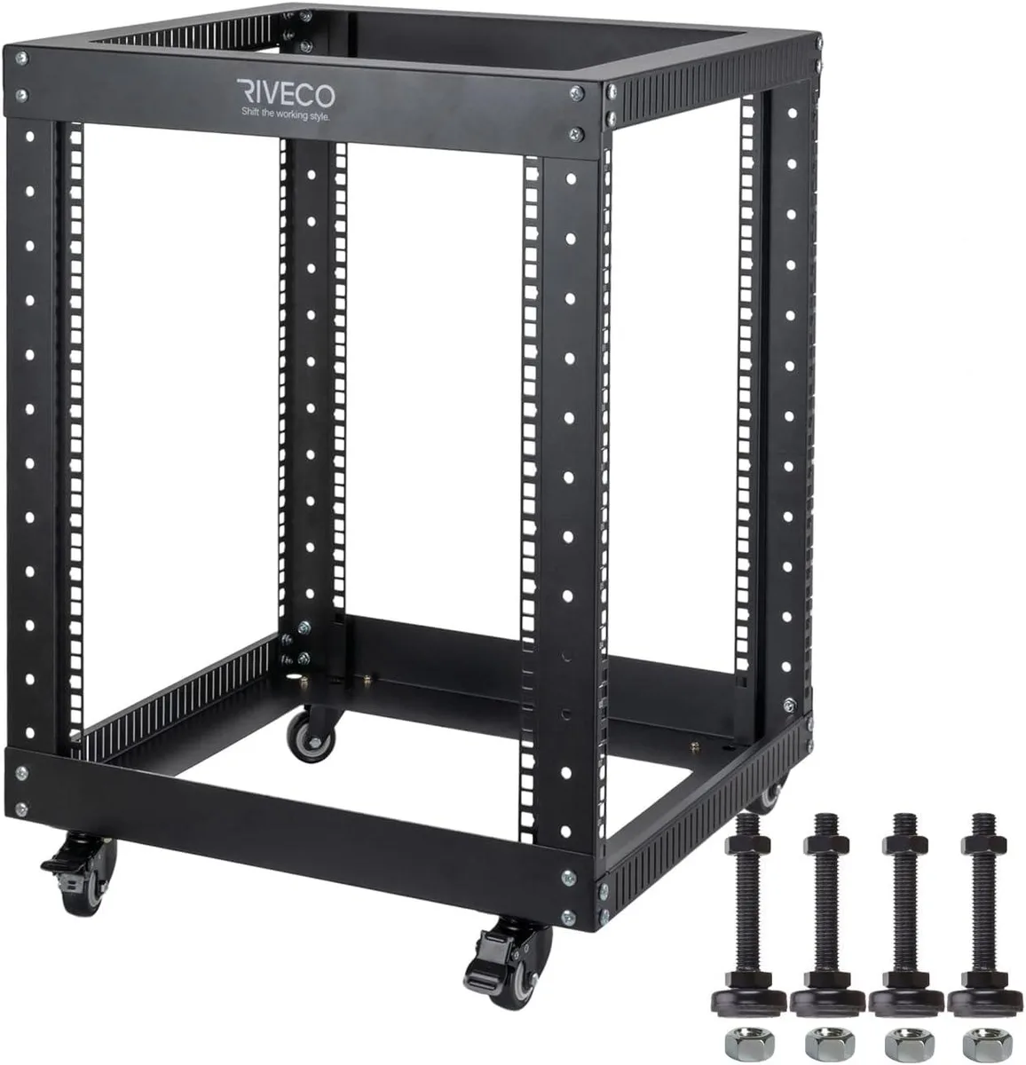 TAURKENAM TAURKENAM 12U Open Frame Server Rack with Casters Black — product photo