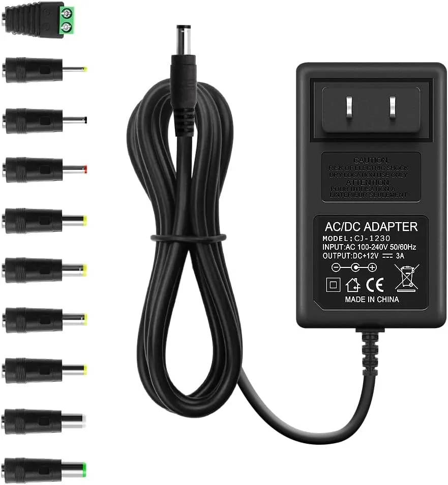 BASEUS BASEUS 12V 3A 36W AC Adapter with 10 Tips — product photo