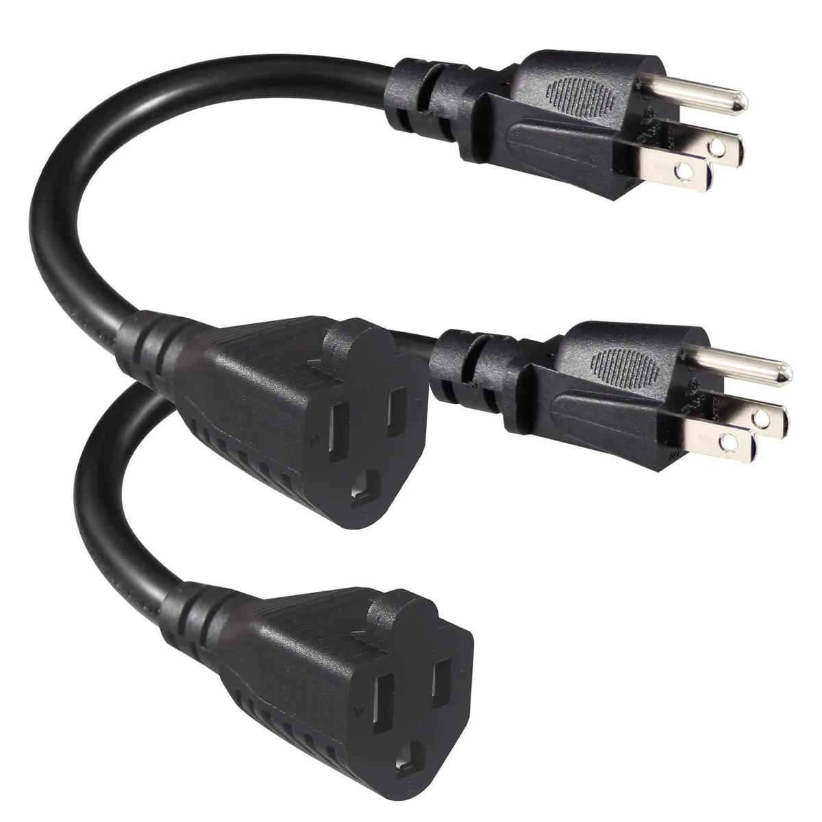  SPARKING 2 Pack 6 inch Power Extension Cord 16AWG 13A 125V Black — product photo