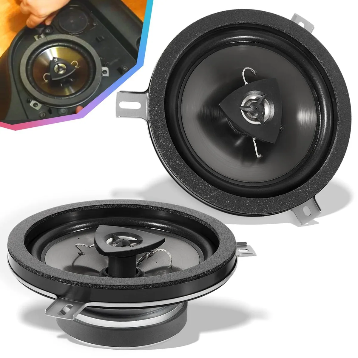 Pair of 6.5 inch two-way car speakers with titanium dome tweeters