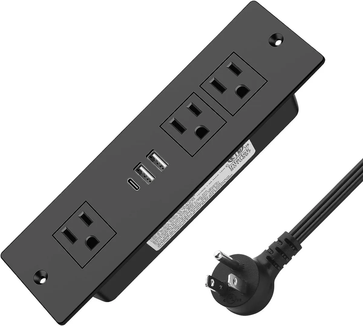 BFKK BFKK Recessed Power Strip 20W USB-C 18W USB-A 3 Outlets 6ft — product photo