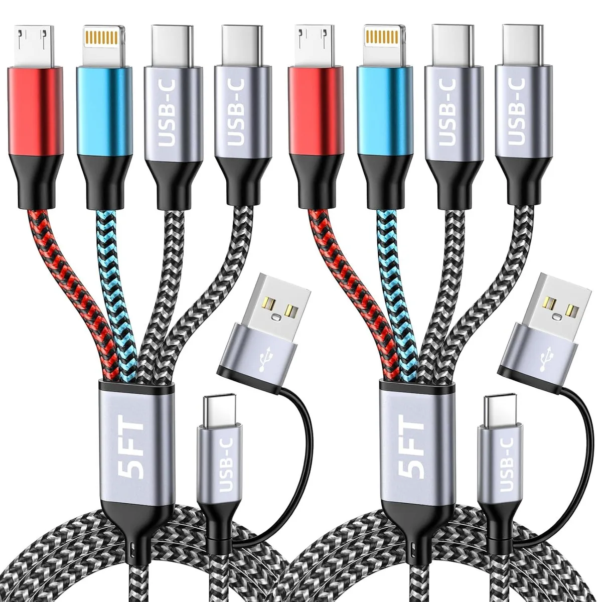MCHOSE MCHOSE Dual USB-C 4IN2 Multi Charging Cable 5FT — product photo