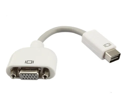 White Mini DVI male to VGA female adapter cable