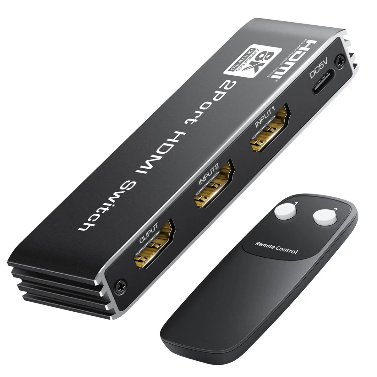 WRIARICH WRIARICH 8K HDMI 2.1 Bi-Directional Switcher 4K 144Hz 120Hz 2 in 1 Out Black — product photo
