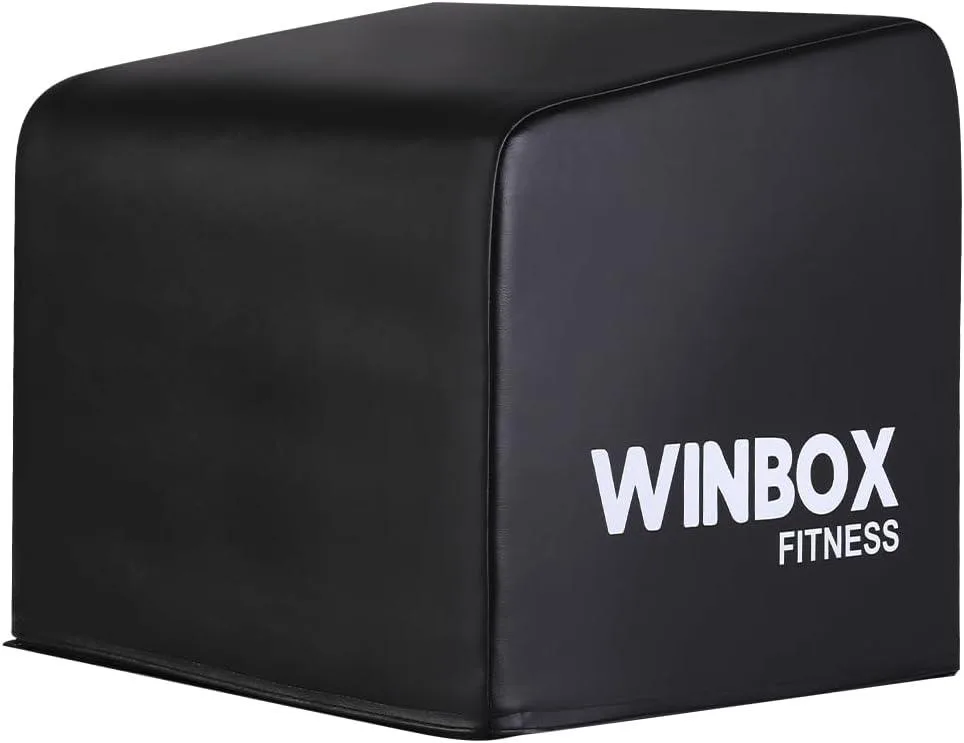 A low, rectangular hip-thrust box with high-density foam padding and heavy-duty vinyl covering