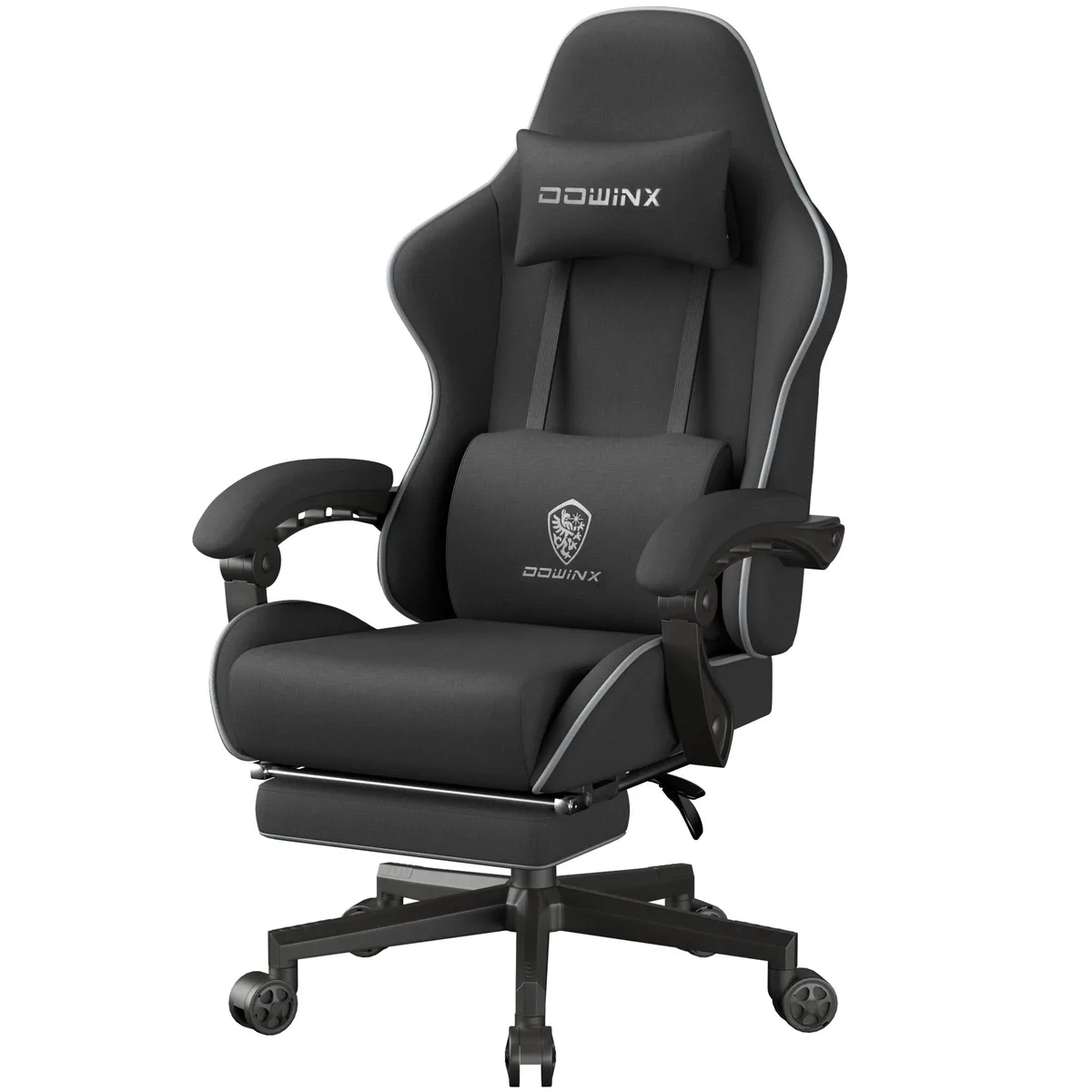 Dowinx Dowinx LS-6658G Gaming Chair Fabric 350 lb 145° Recline Black — product photo