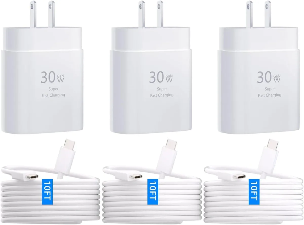 RUOCLRIS RUOCLRIS 30W USB-C charger 10ft cable 3-pack — product photo