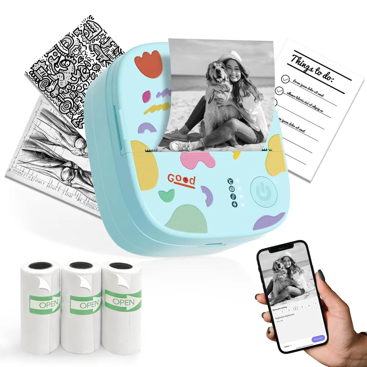  Xerox AHM2-B thermal label printer 203 DPI Bluetooth portable — product photo