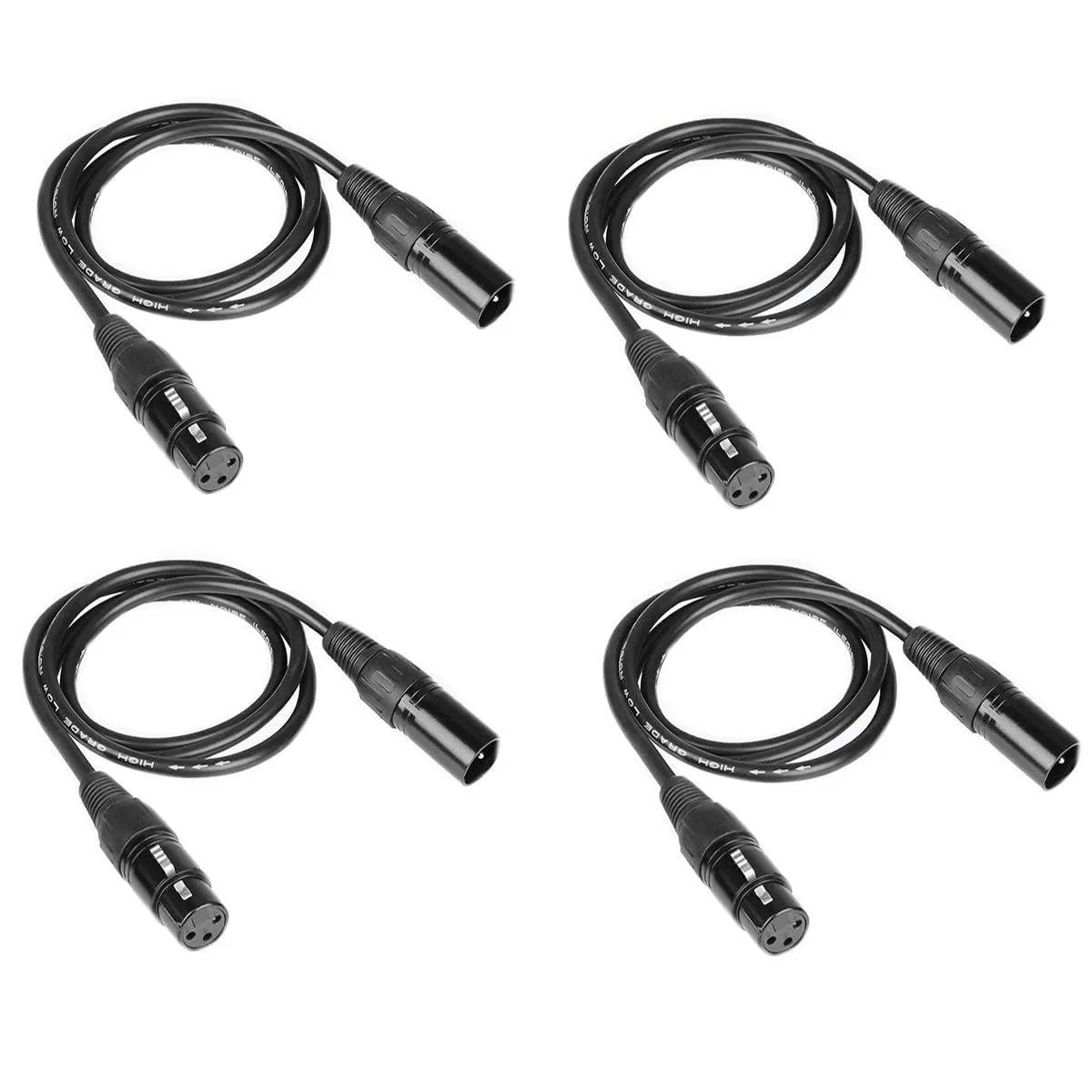  wonsung 4-Pack 3.2ft DMX 512 XLR Cable 3-Pin Male to Female — product photo