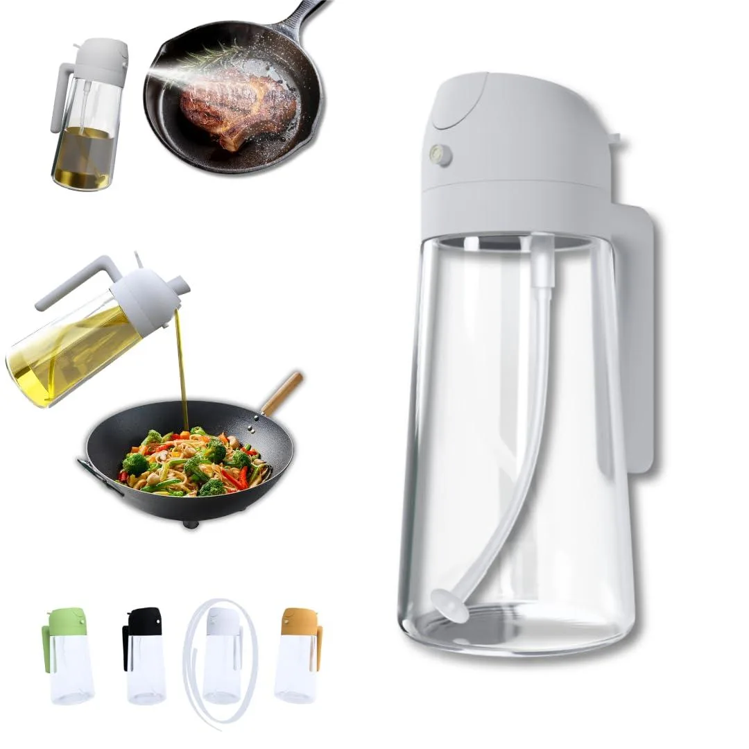  The Away Gourmet 2-in-1 Oil Dispenser Sprayer 16oz 470ml Glass White — product photo