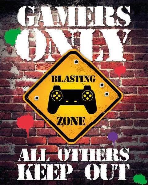 Poster print 16 x 20 inches Gamers Only Controller Keep Out design on heavy stock paper