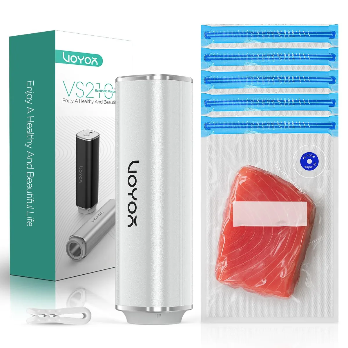 FoodSaver VS210 Handheld Vacuum Sealer Kit 1 Pump 5 Bags — product photo