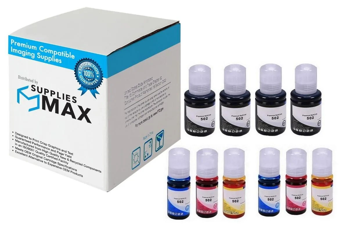 SuppliesMax SuppliesMax Compatible Ink Bottle Pack T502120-4B2CS 4BK/2C/2M/2Y — product photo