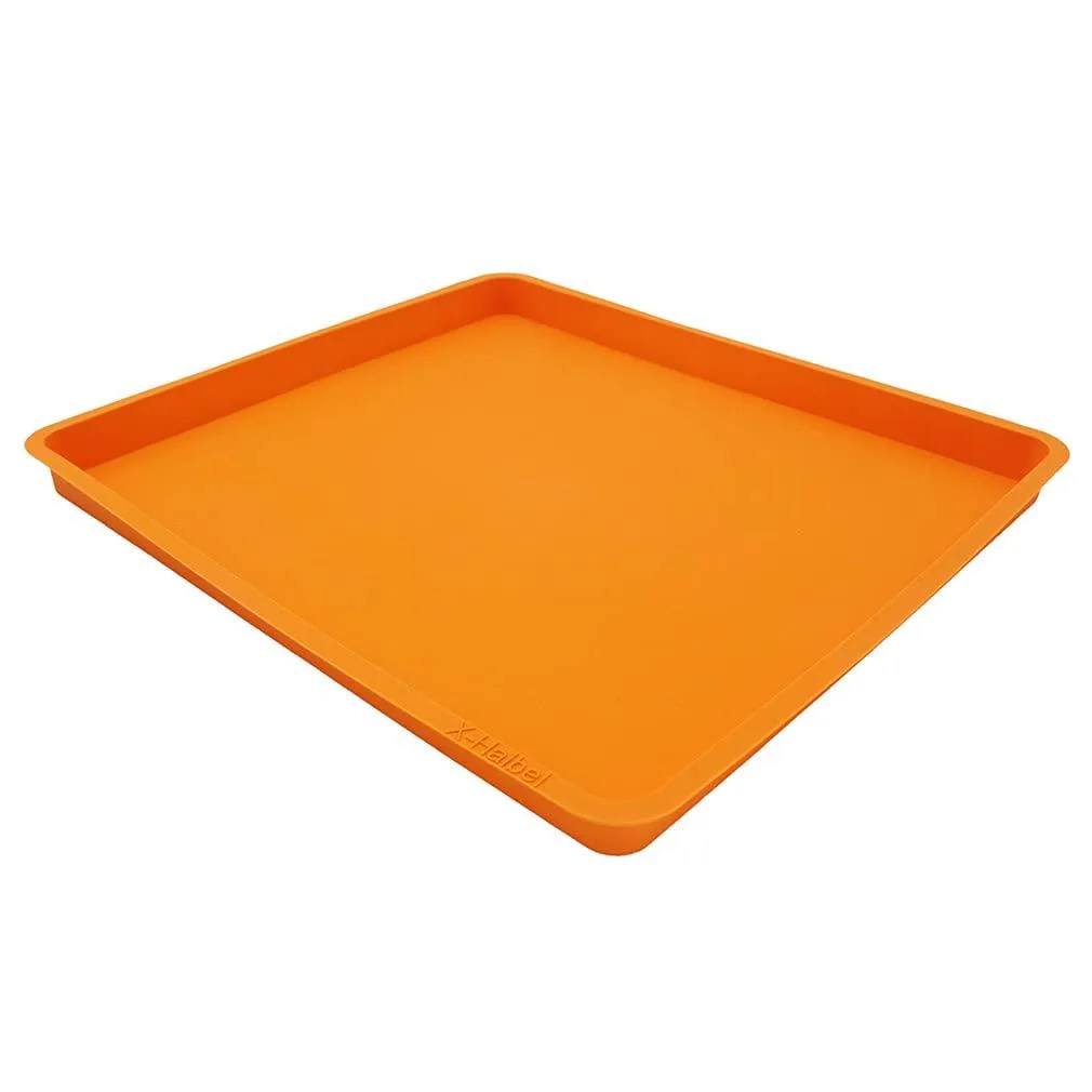 Orange flexible silicone baking mat 10 by 11 by .78 inch