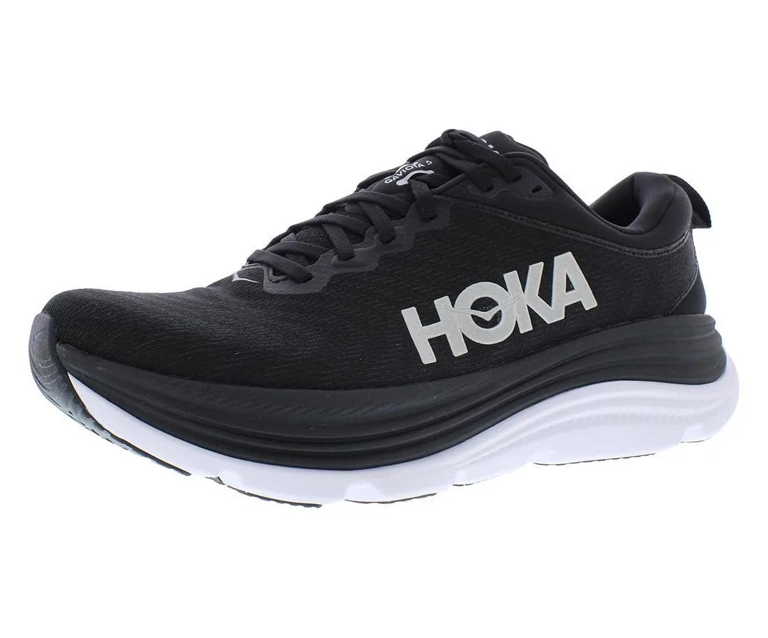 HOKA Gaviota 5 running shoe in black and white with breathable upper